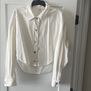 Zara White Cropped Button-Front Jean Jacket